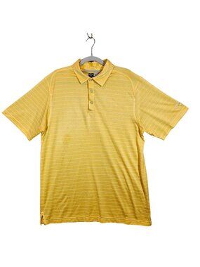 Callaway golf polo mens L Yellow white stripe opti-dri Athleisure Business nerd